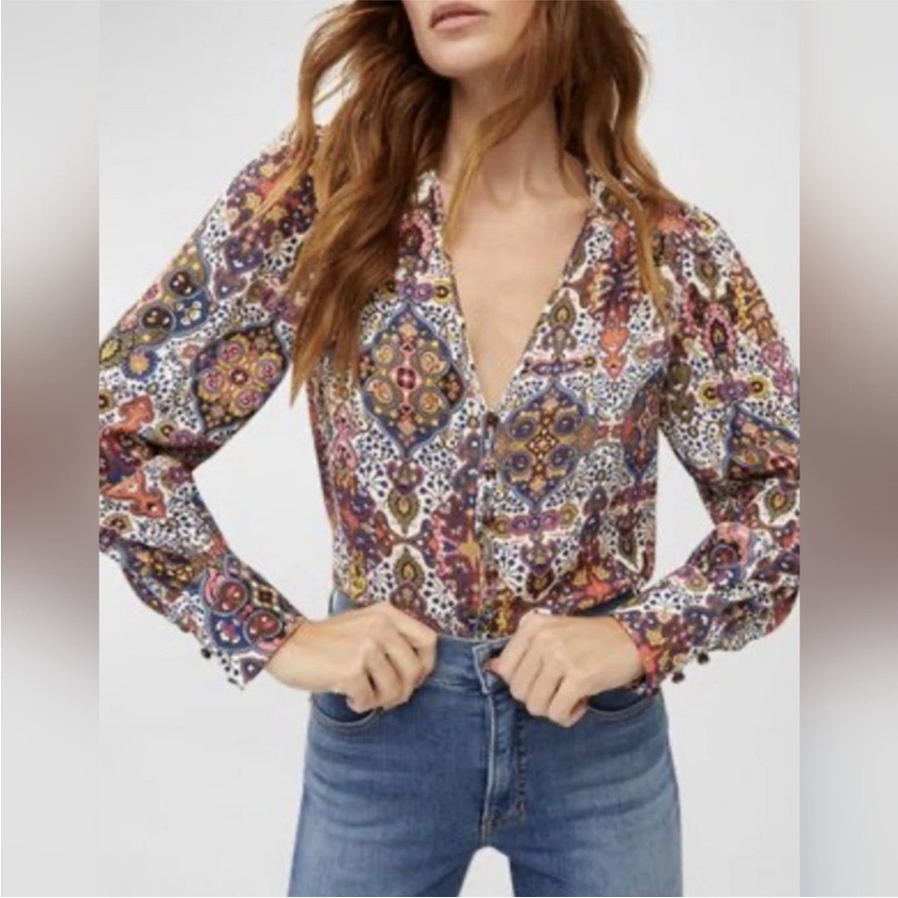 Veronica Beard Sura Multicolor Patterned Blouse 10 - image 6